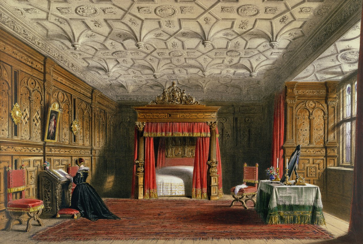 Intarziás kamra, Sizergh, Westmoreland, 1849 alkotó: Joseph Nash