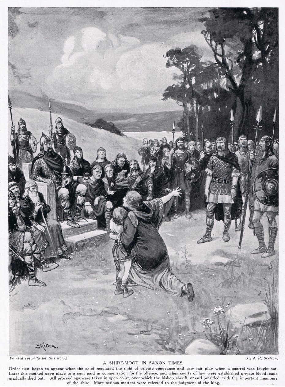 A shire moot a szász időkben, 1920-as években alkotó: Joseph Ratcliffe Skelton