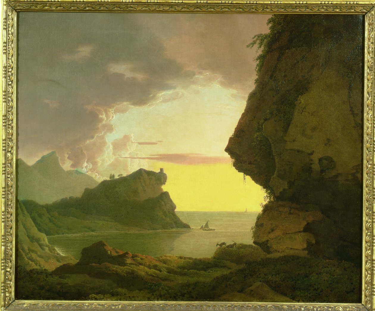 Naplemente a parton Nápoly közelében, 1785-90 körül alkotó: Joseph Wright of Derby