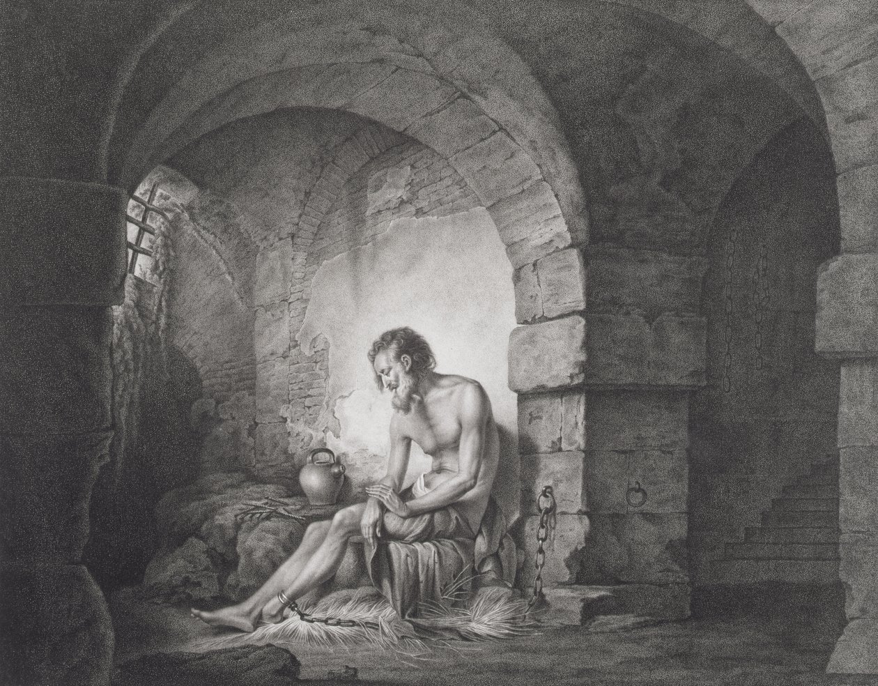The Captive, metszett Thomas Ryder (1746-1810) 1786 (stipple metszet) alkotó: Joseph Wright of Derby