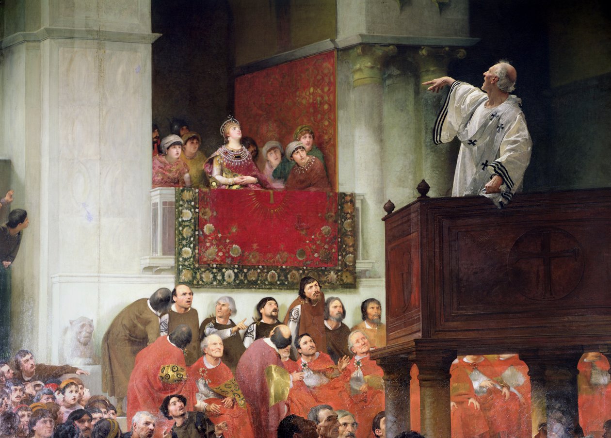 Chrystostomos Szent János (347-407 körül) Prédikáció Eudoxia császárné előtt (404 körül) 1880 körül alkotó: Joseph Wencker