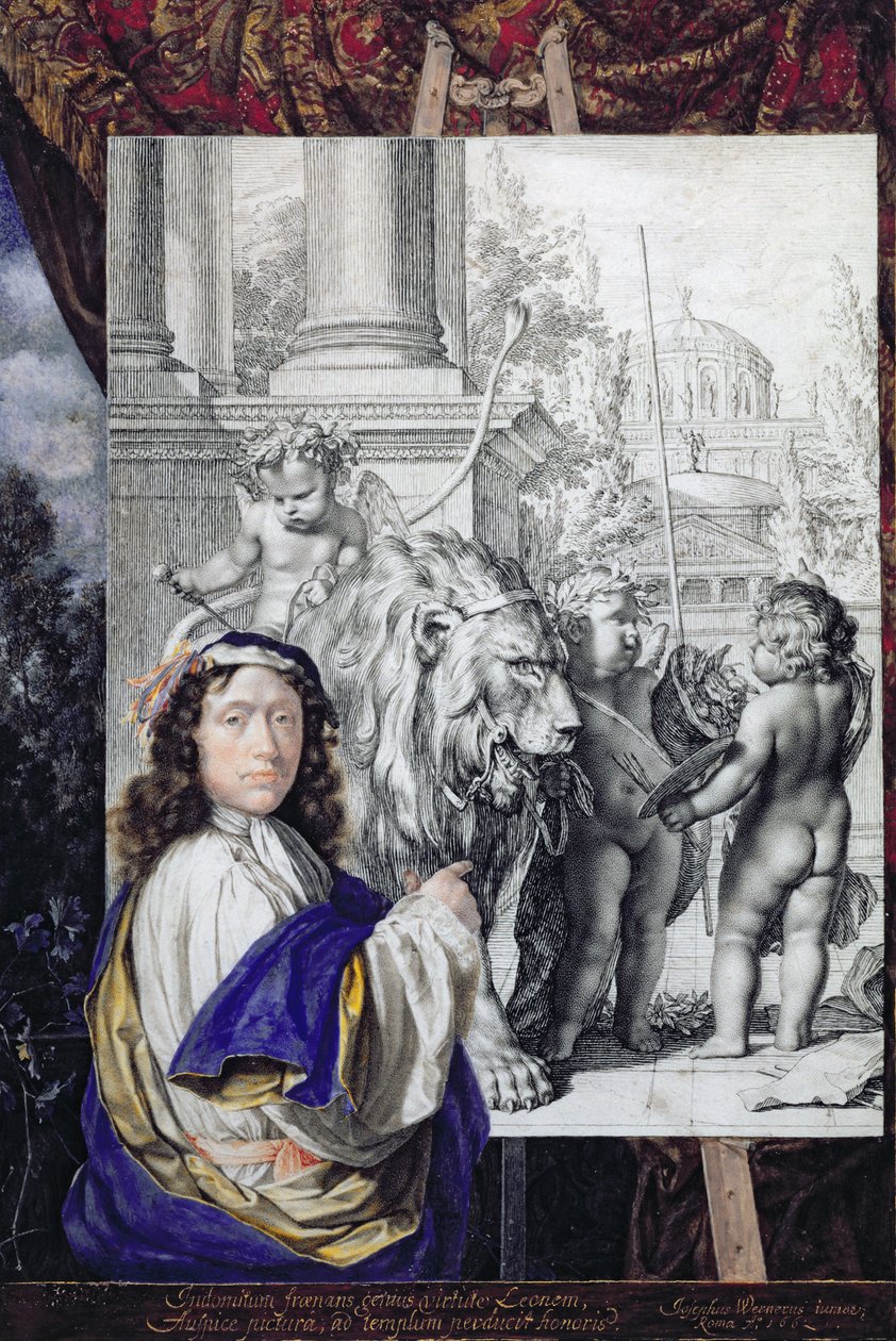 Önarckép, 1662 (toll, tinta és WC pergamen) alkotó: Joseph Werner