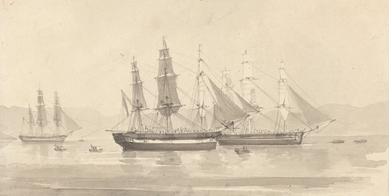 Három hajó Barque-szerű kötéllel alkotó: Joseph Cartwright