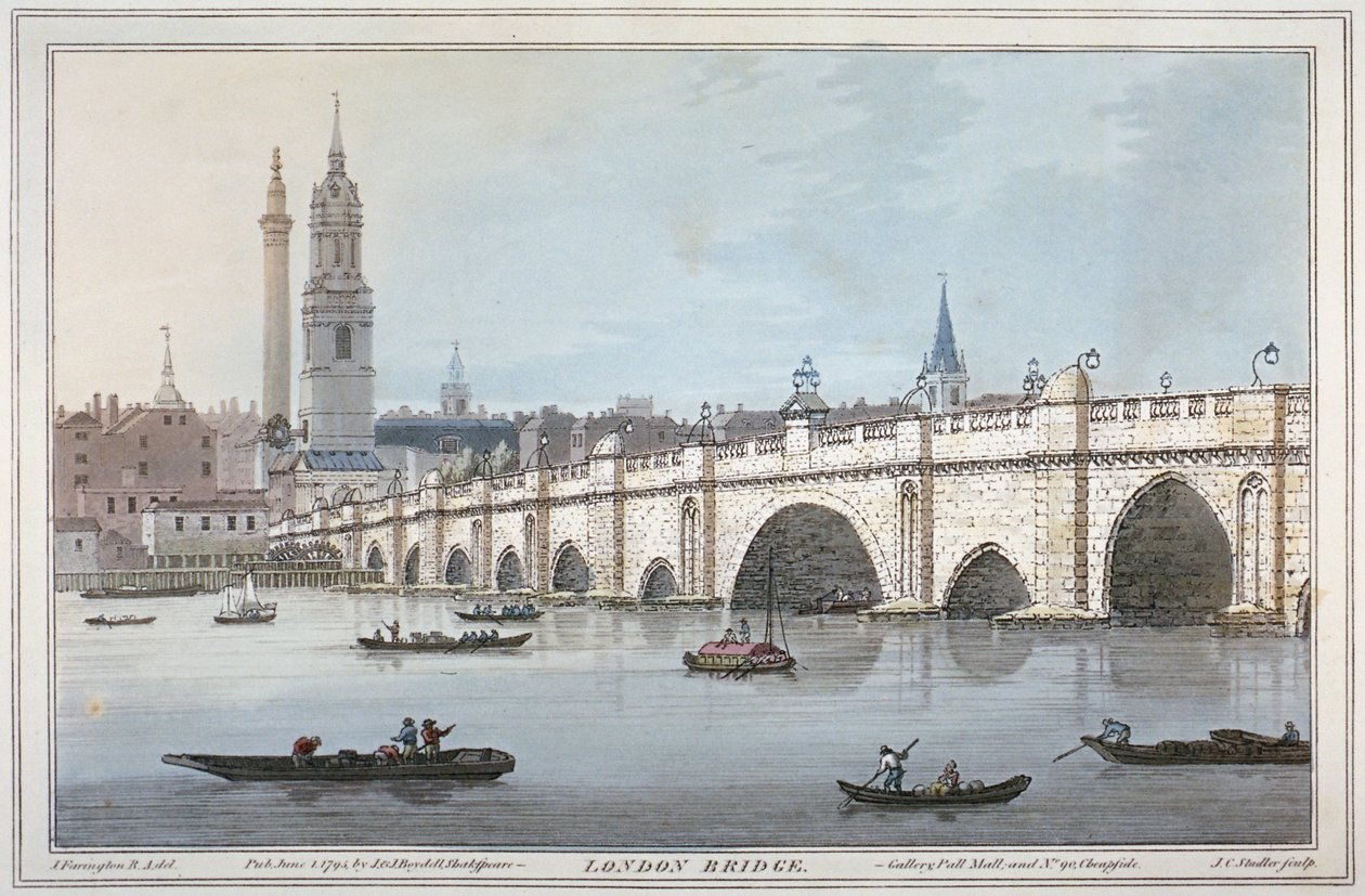 Old London Bridge, 1795 alkotó: Joseph Constantine Stadler