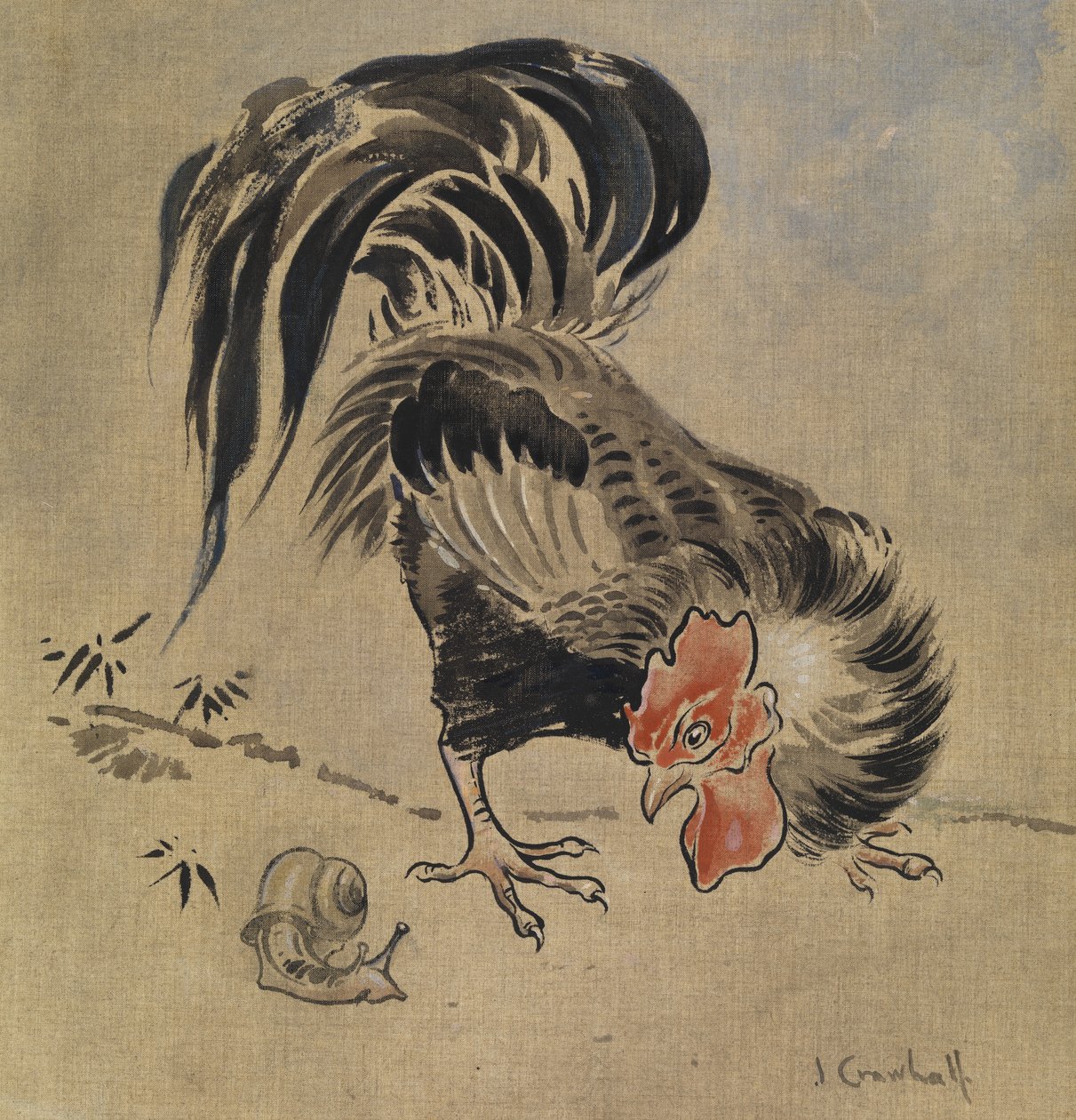 Spanish Cock and Snail (gouache on linen) alkotó: Joseph Crawhall