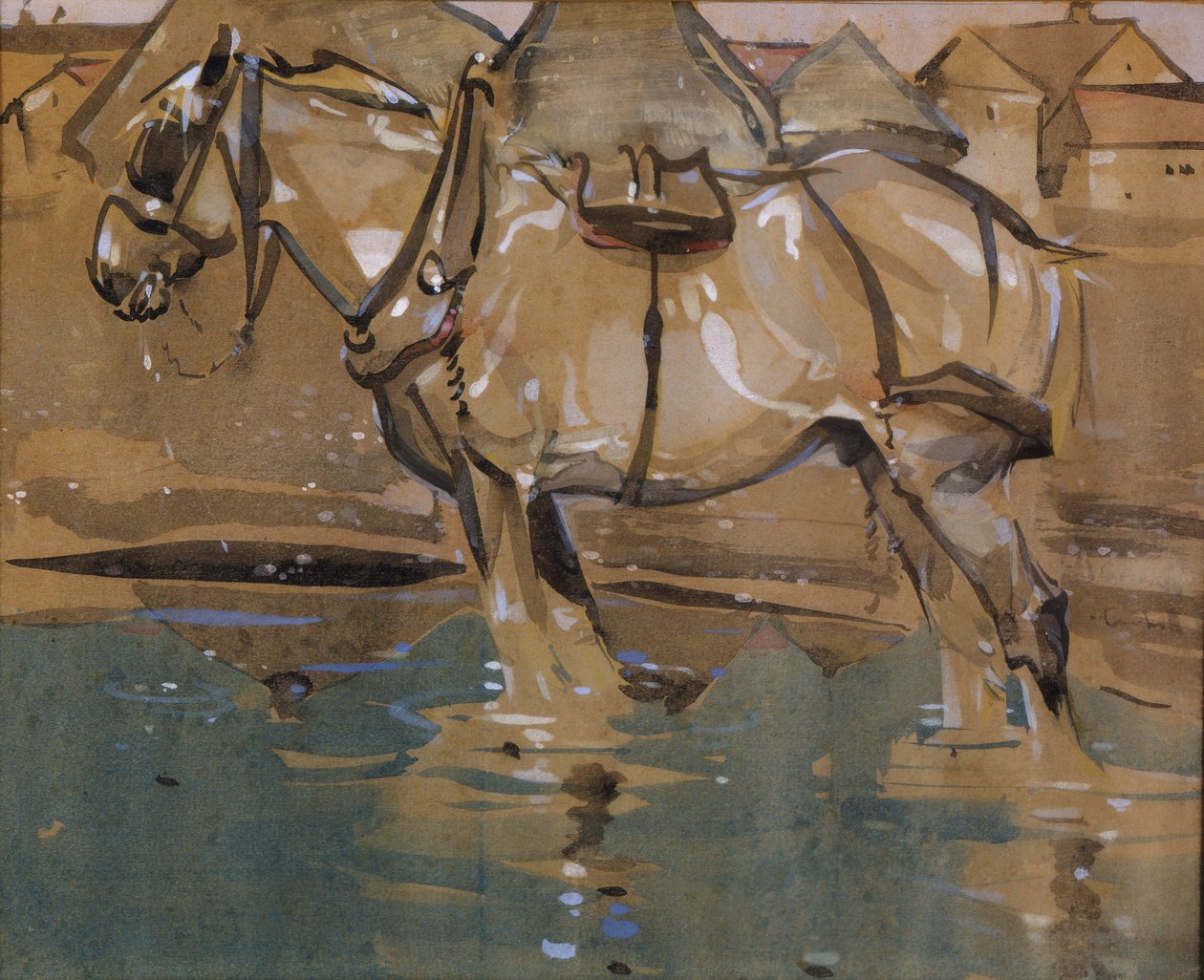 Az ivómedence (wc és gouache papíron) alkotó: Joseph Crawhall