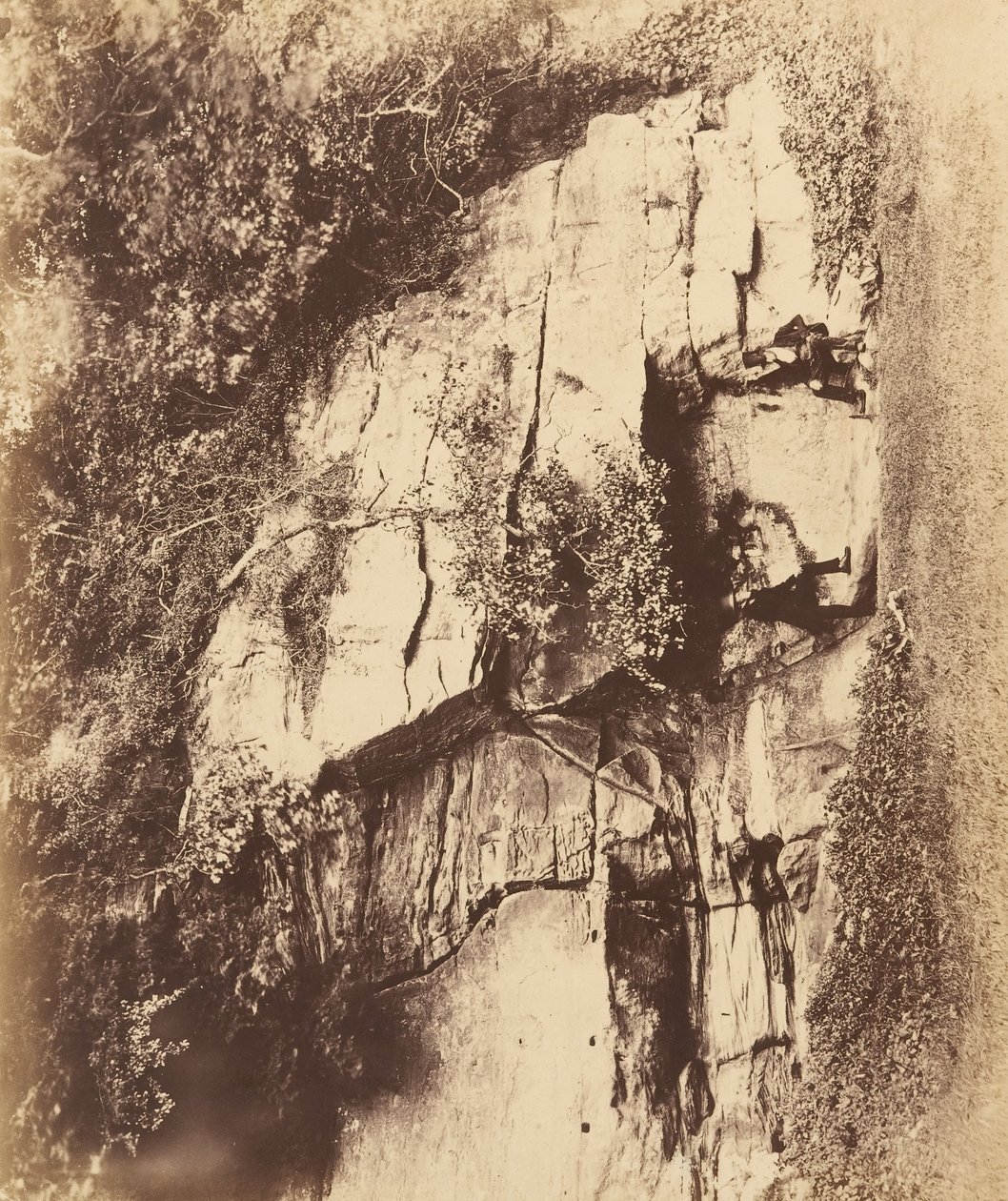 Fountains Abbey. A visszhang szikla, 1850-es évek. alkotó: Joseph Cundall