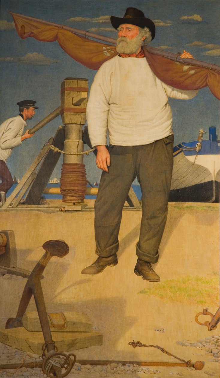 Vitorlát vivő halász, 1907. alkotó: Joseph Edward Southall