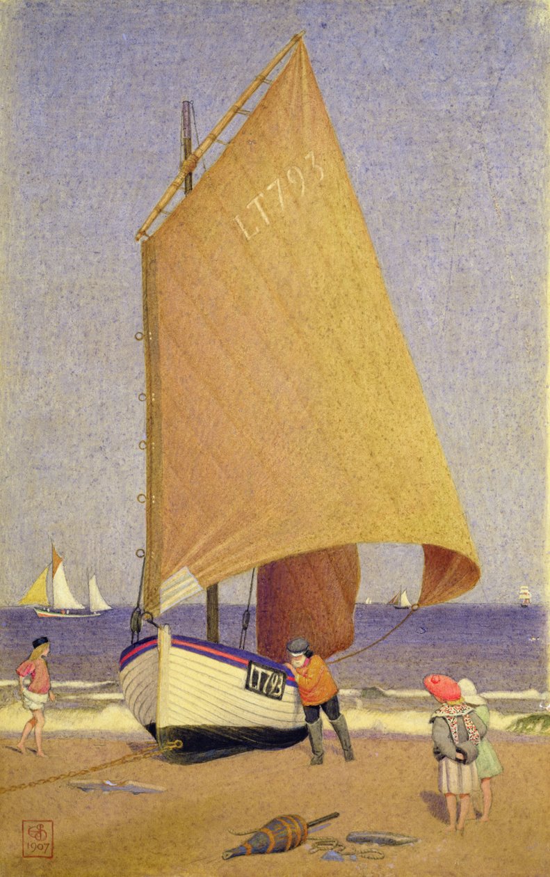 Halászok, akik felhozzák a csónakot, Southwold alkotó: Joseph Edward Southall
