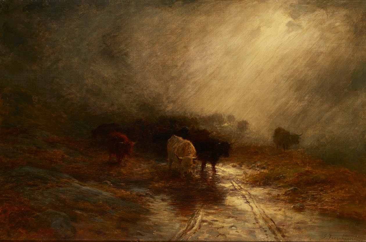 Szarvasmarha a ködben (olaj, vászon) alkotó: Joseph Farquharson