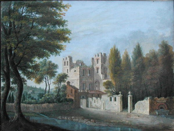 Olasz táj, 1820 körül (guache papíron) alkotó: Joseph Francois Baudelaire