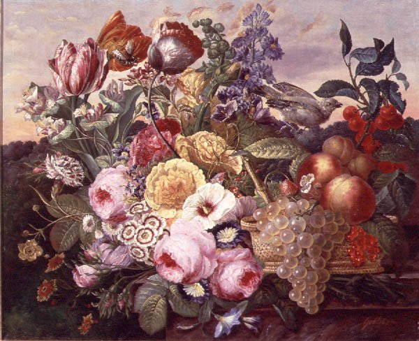 Csendélet virággal és szőlővel, 1880 alkotó: Joseph Goblet