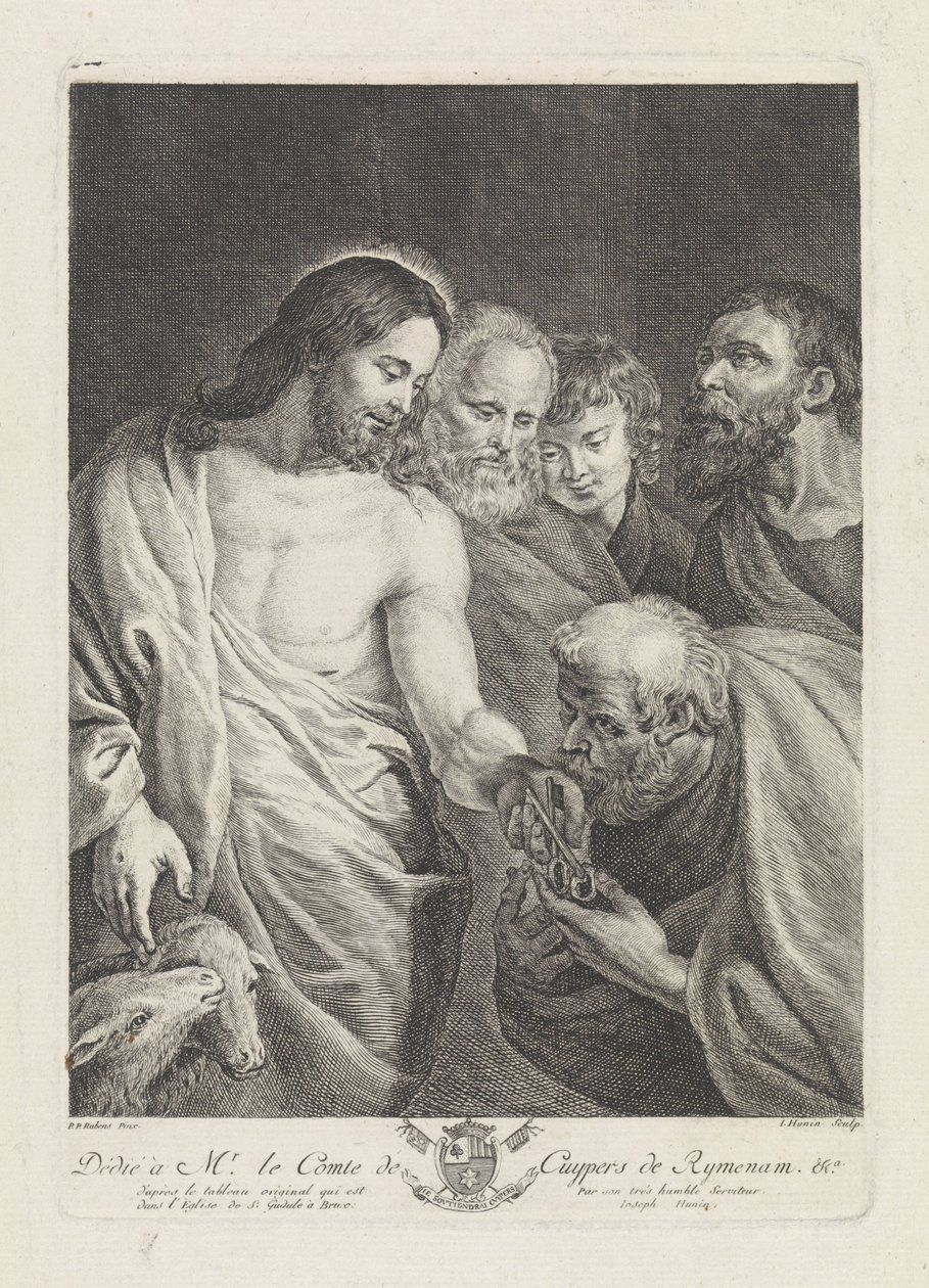 Péter megkapja Krisztus kulcsait alkotó: Joseph Hunin