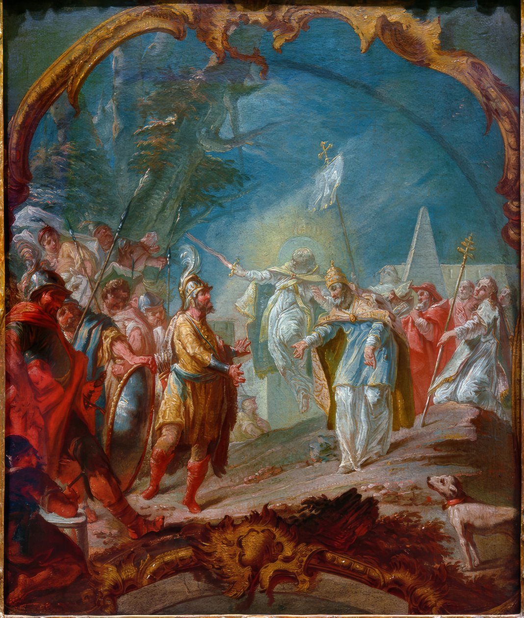 Attila I. Leó pápa előtt. alkotó: Joseph Ignaz Appiani