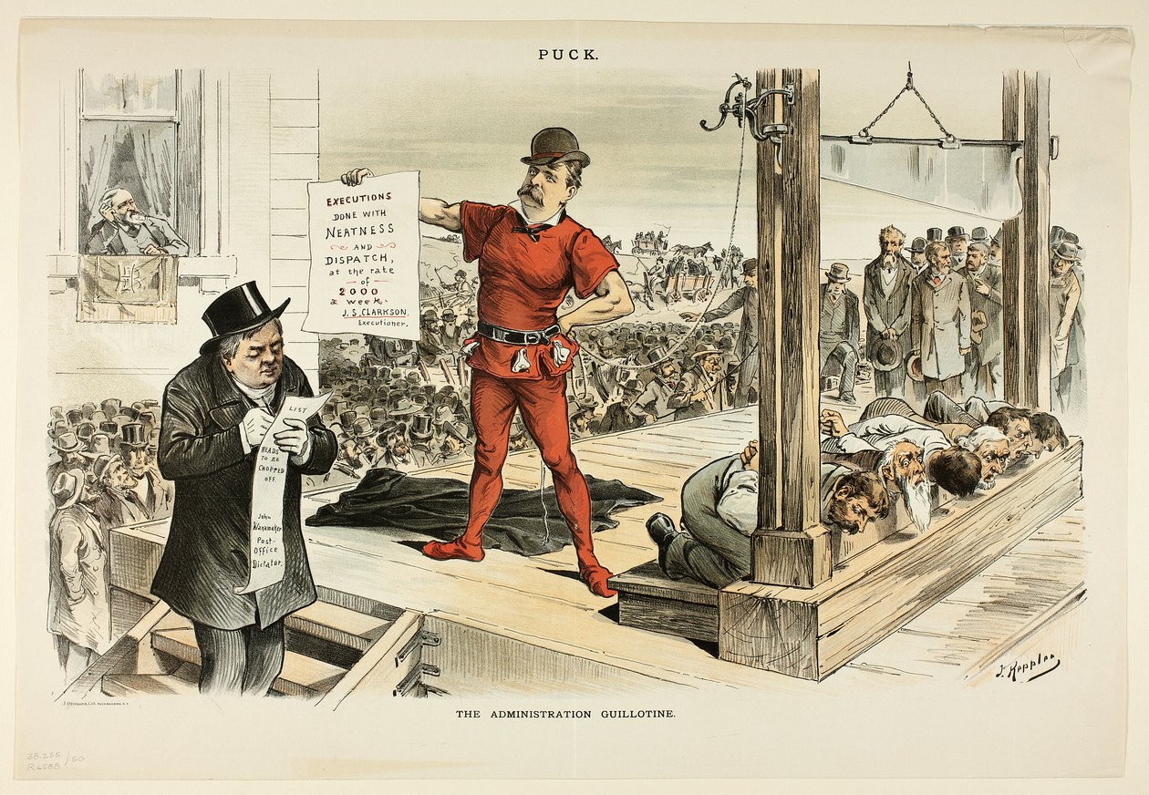 Az adminisztrációs guillotine, a Pucktól alkotó: Joseph Keppler