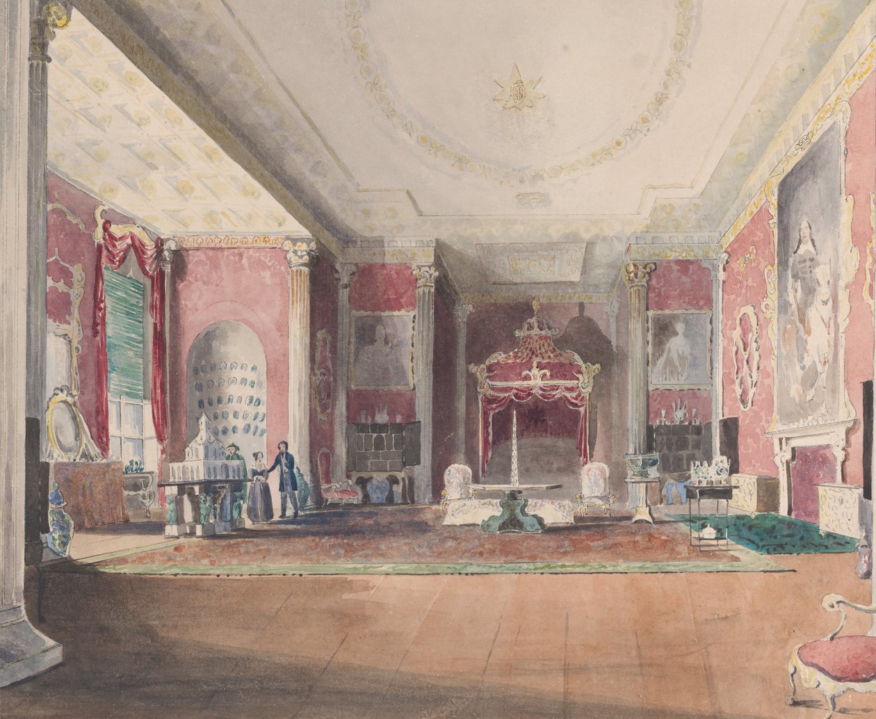 State Bed Chamber, Stowe Buckinghamshire, 1838. alkotó: Joseph Nash