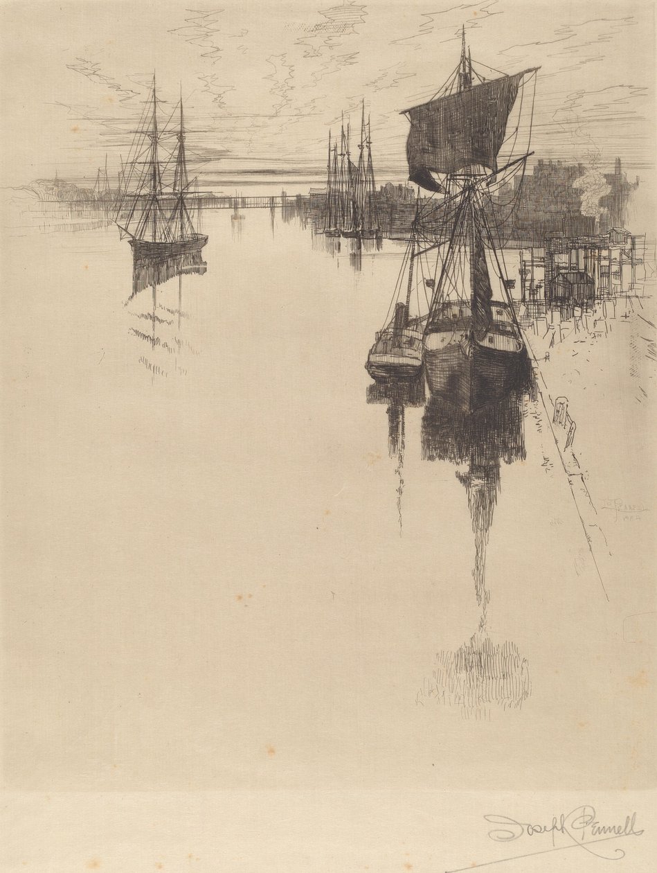 Chestnut St. Bridge alatt, Philadelphia, 1884. alkotó: Joseph Pennell