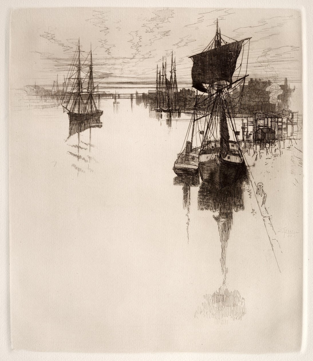 A Chestnut Street Bridge alatt, Philadelphia, 1884. alkotó: Joseph Pennell