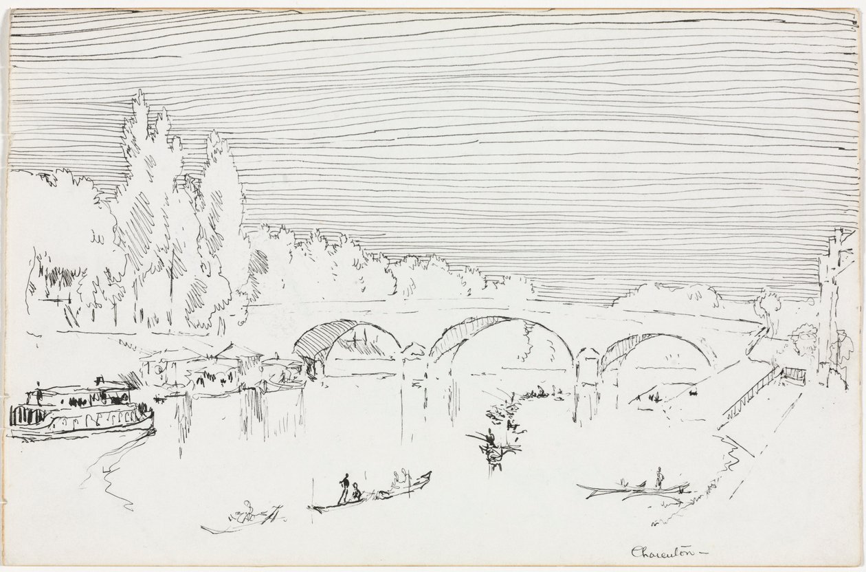 Charenton-le-Pont, kb. 1893. alkotó: Joseph Pennell