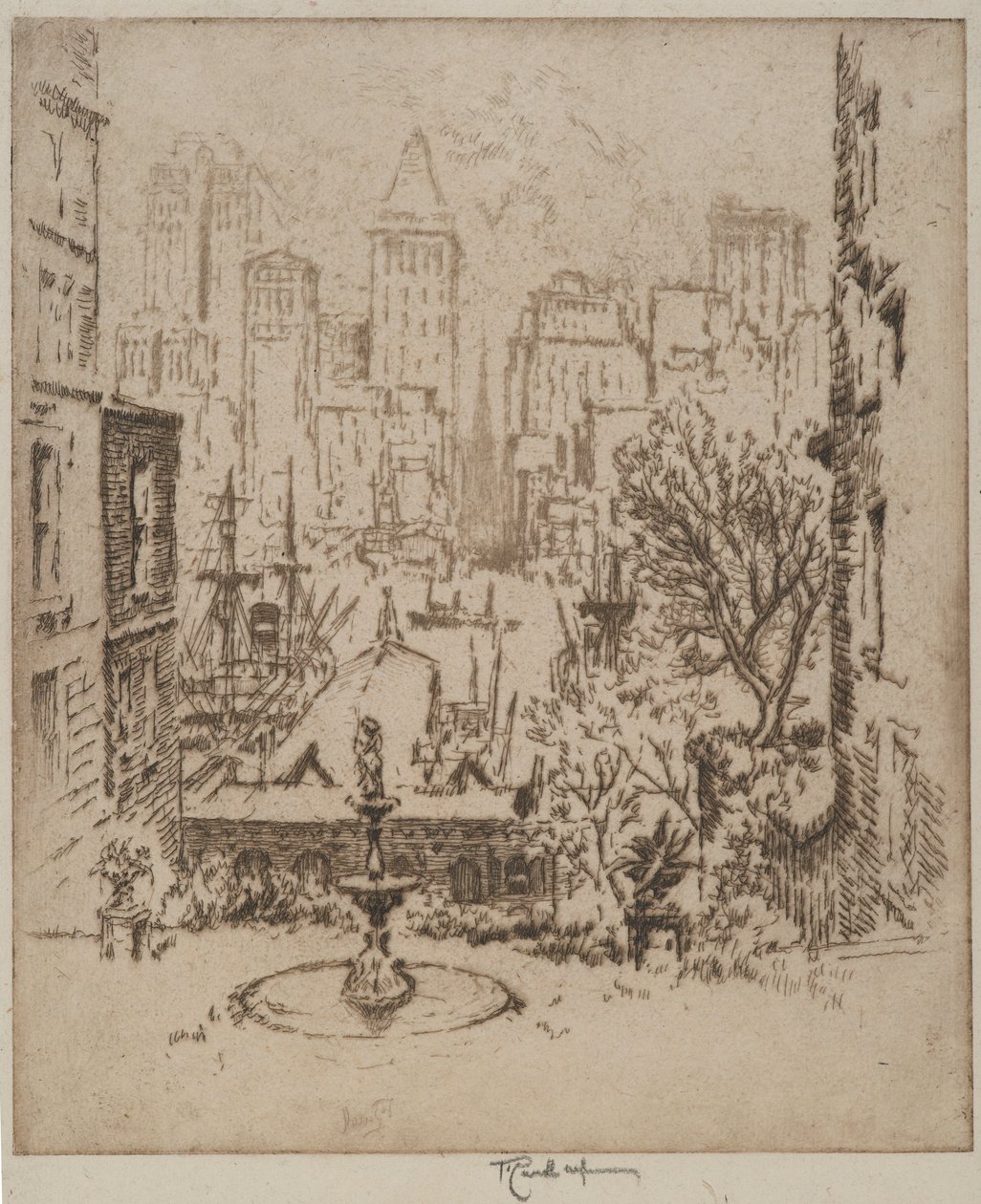 A Clark Streettől a Wall Streetig, 1924 alkotó: Joseph Pennell