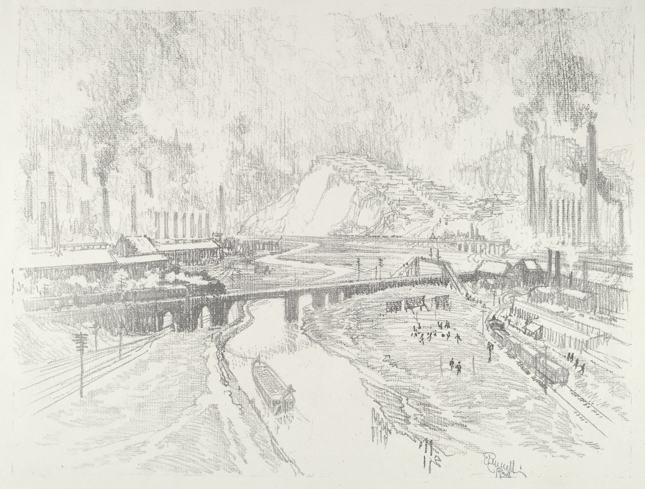 Munition Town, 1916. alkotó: Joseph Pennell