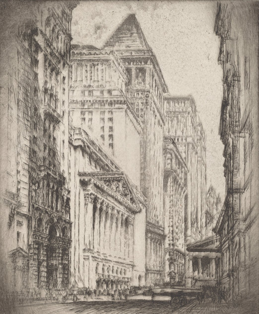 New York-i tőzsde, 1923. alkotó: Joseph Pennell