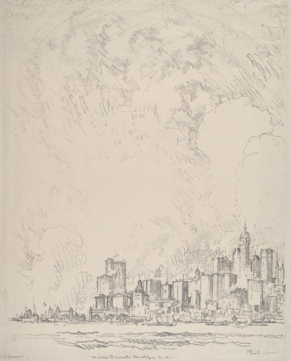 New York Brooklynból, 1910. alkotó: Joseph Pennell
