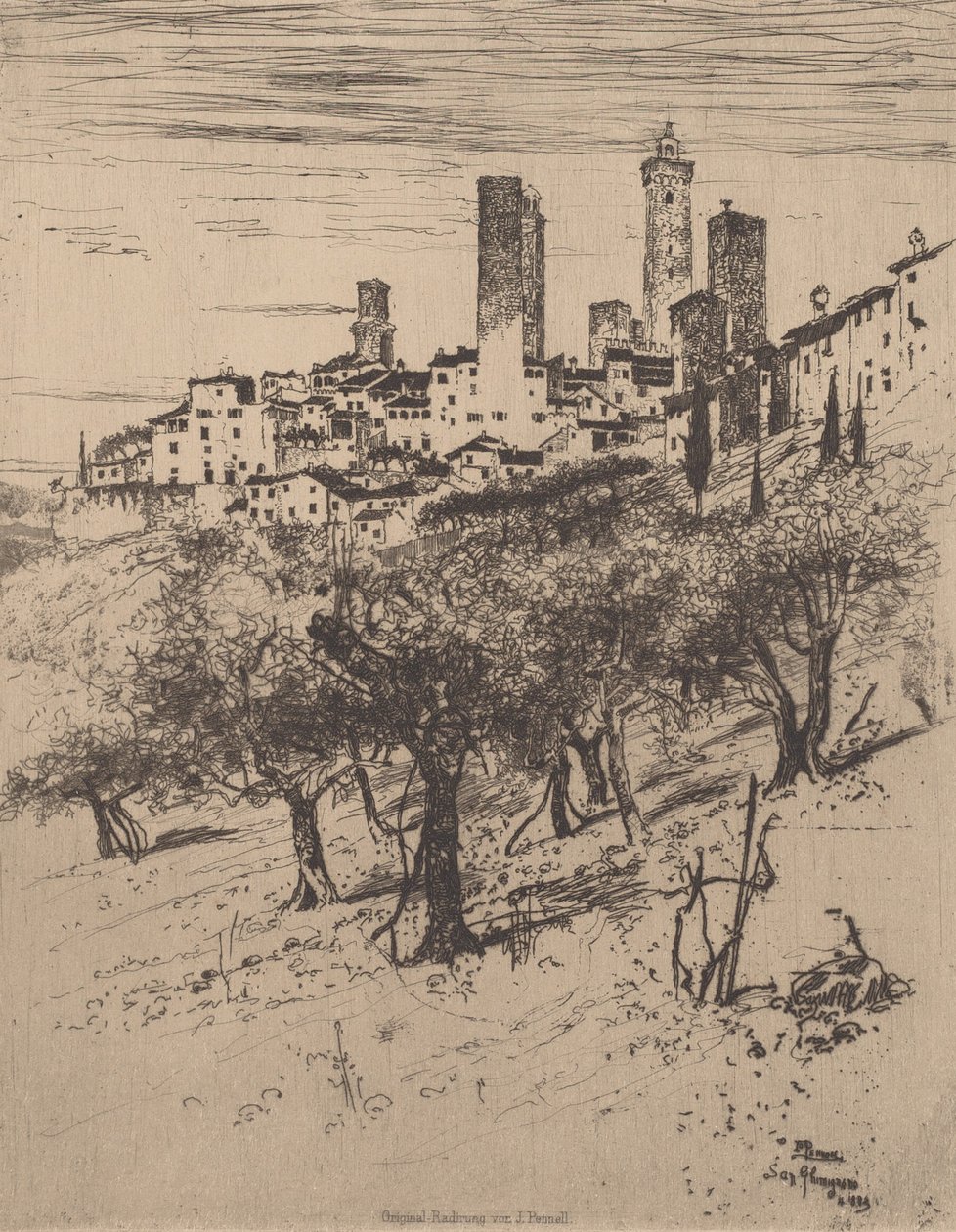 San Gimignano, 1883. alkotó: Joseph Pennell