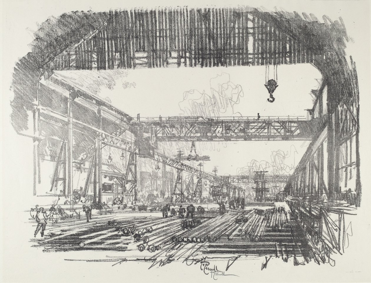 Acélrudak kagylókhoz, 1916. alkotó: Joseph Pennell