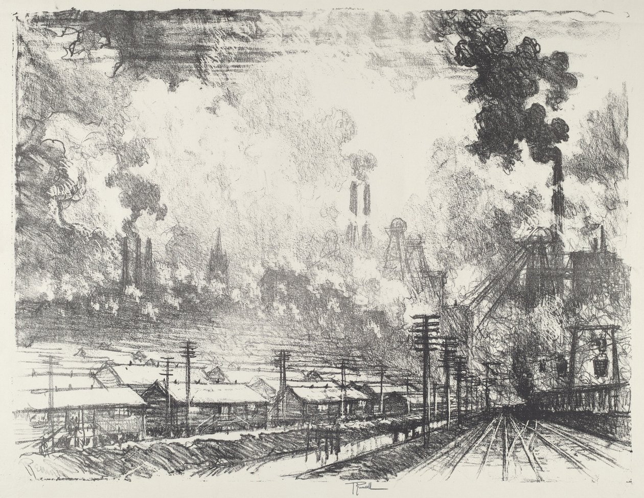 A szénbánya, 1916. alkotó: Joseph Pennell