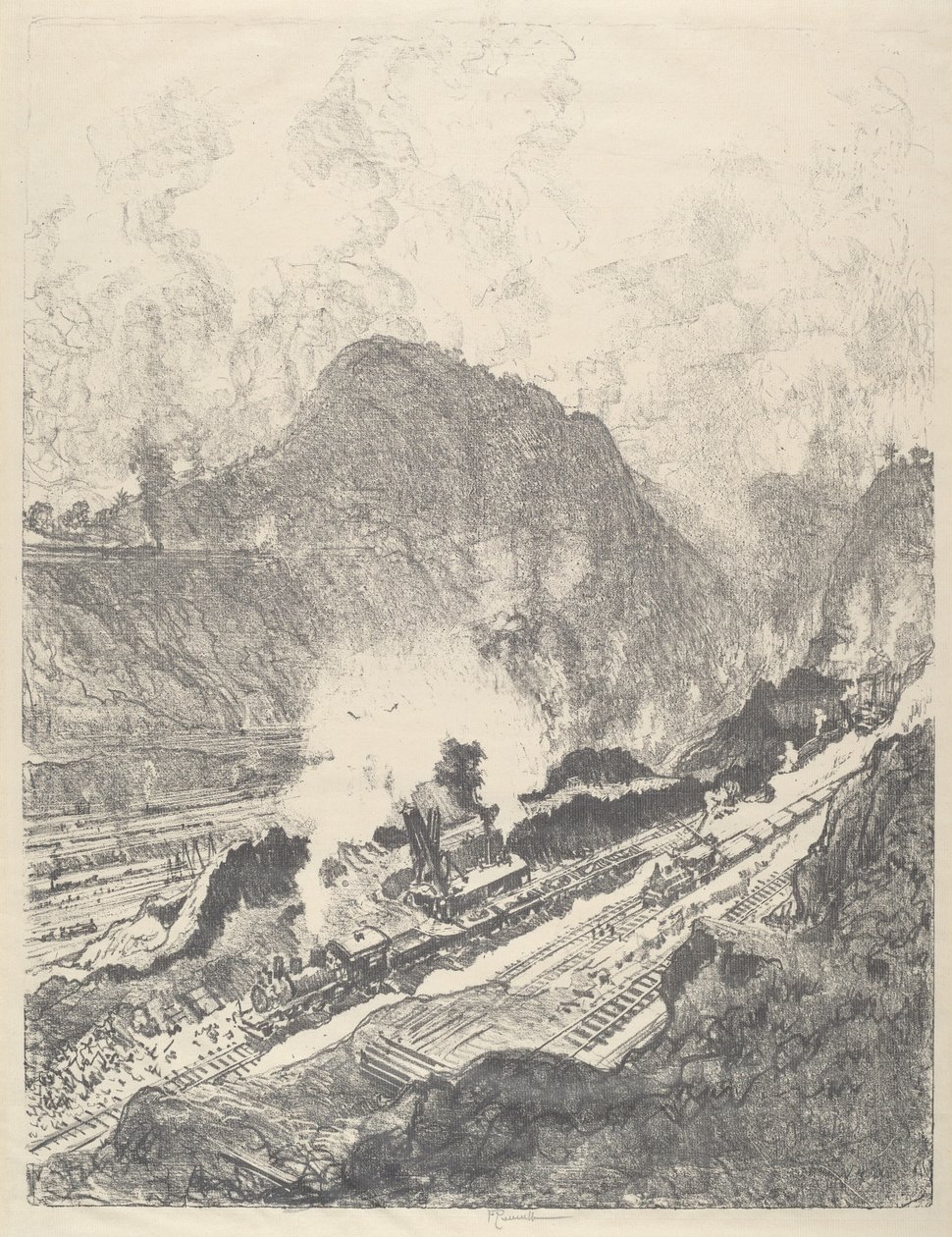 Kivágás Culebrából, 1912. alkotó: Joseph Pennell