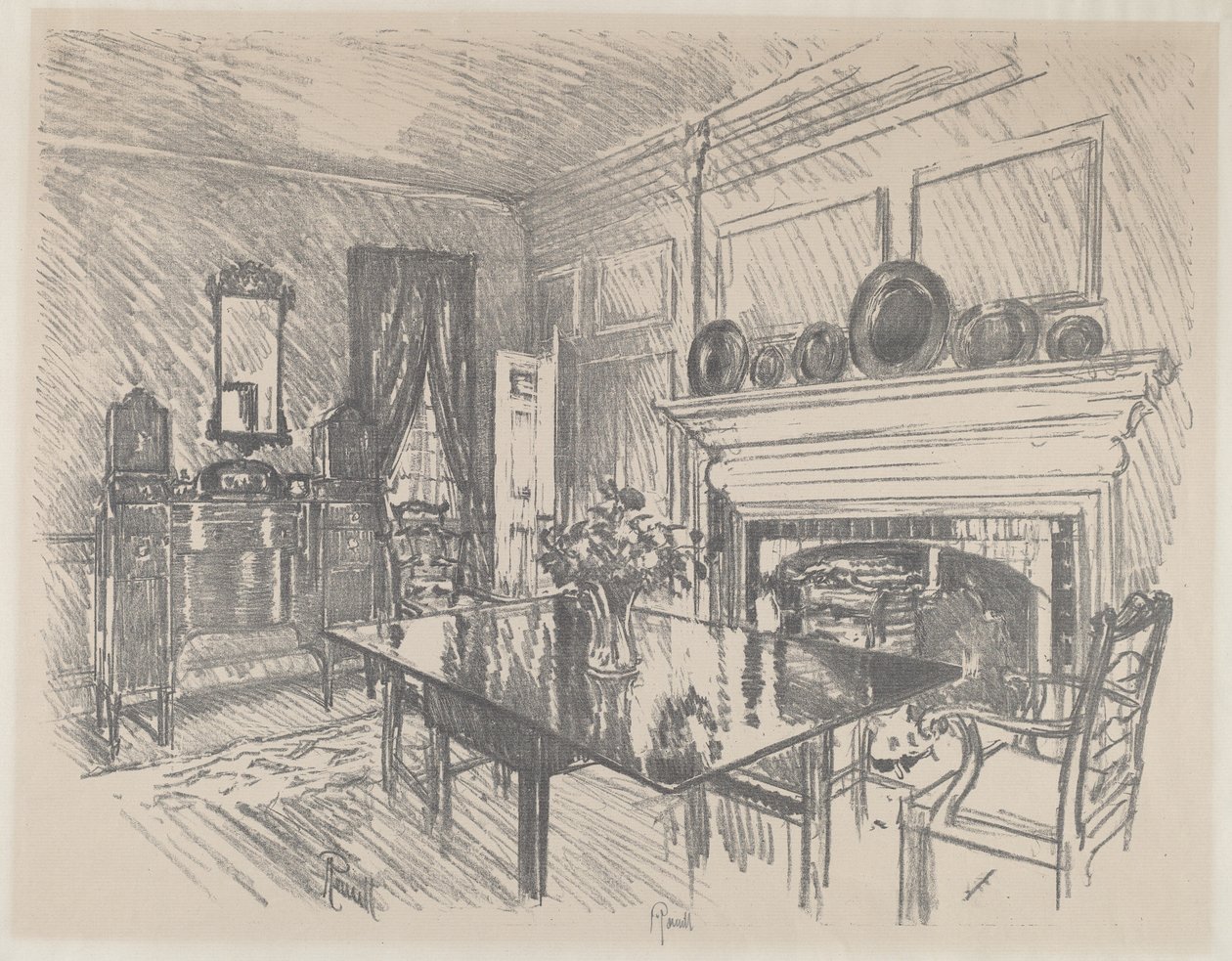 The Dining Room, Stenton, 1912. alkotó: Joseph Pennell