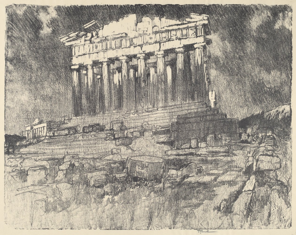 A Parthenon homlokzata, naplemente alkotó: Joseph Pennell