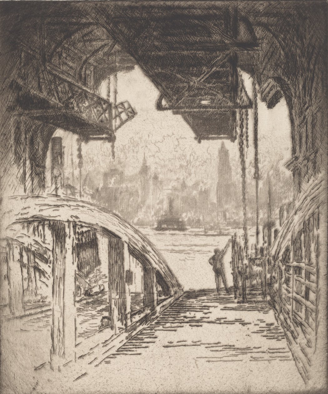 A kompház, 1919. alkotó: Joseph Pennell