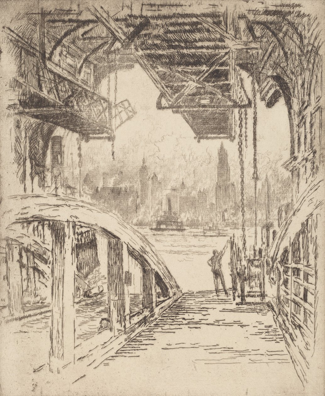 A kompház, 1919. alkotó: Joseph Pennell