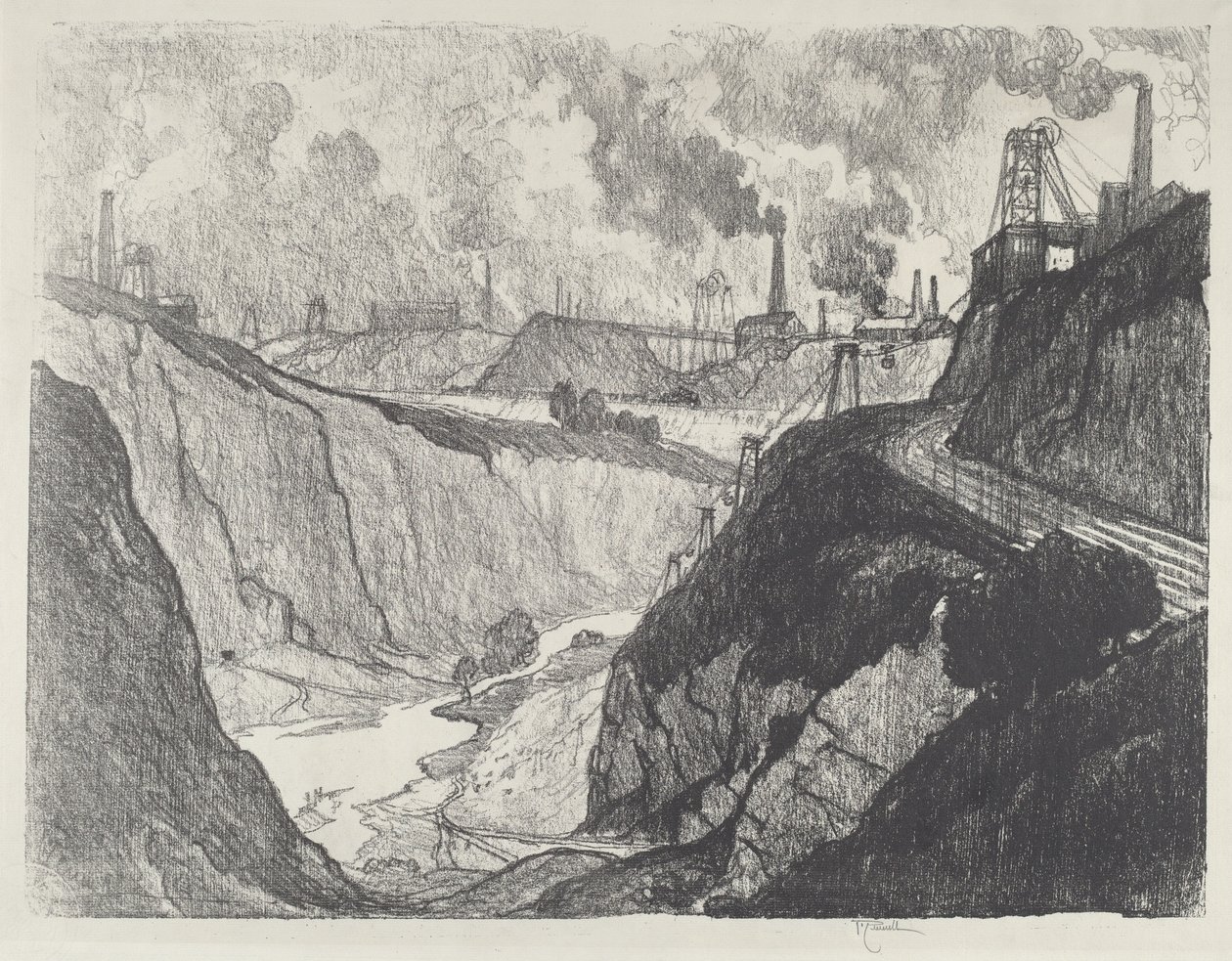 A vasbánya, 1916. alkotó: Joseph Pennell