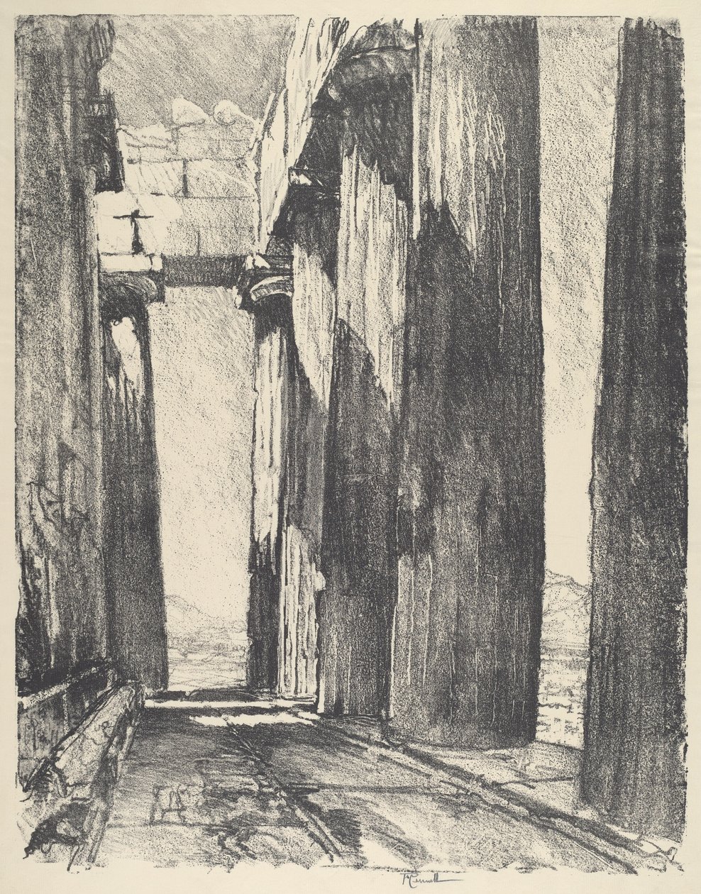 A Parthenon portikusa, 1913. alkotó: Joseph Pennell