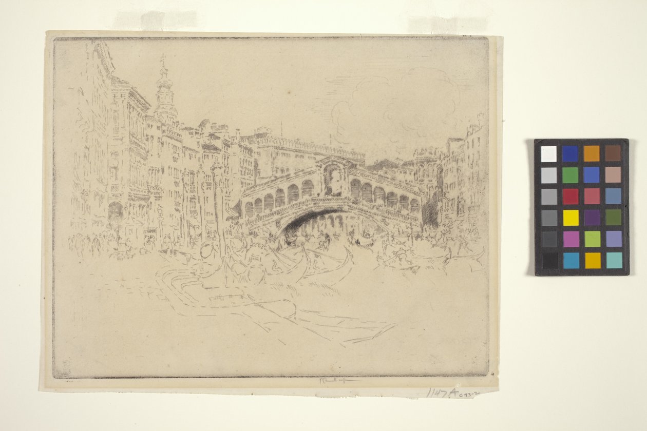 Rialto, Velence (rézkarc és szárazhús) alkotó: Joseph Pennell