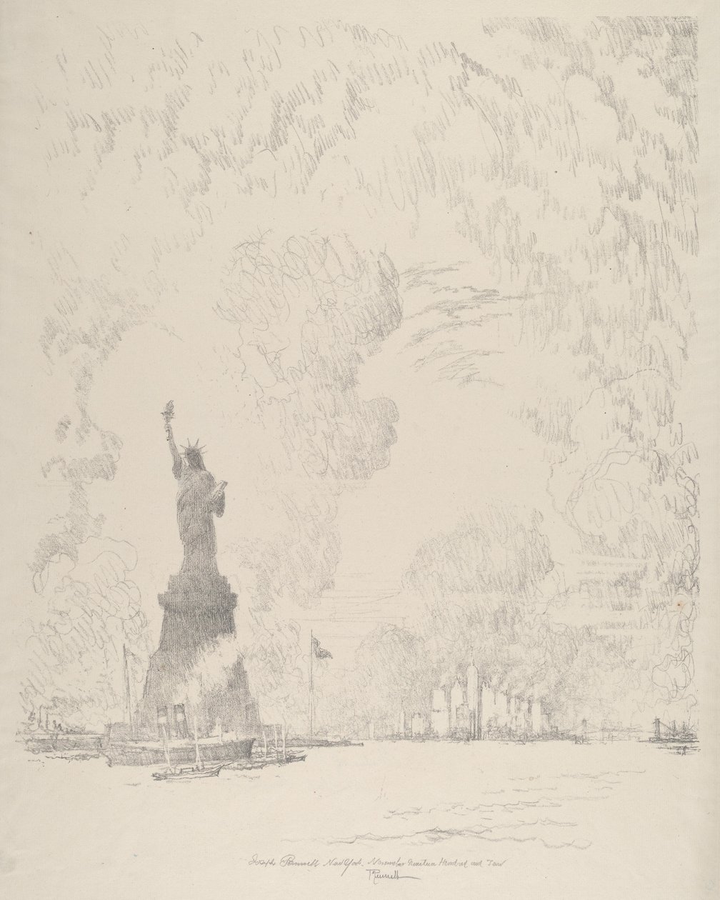 A szobor, New York-öböl alkotó: Joseph Pennell