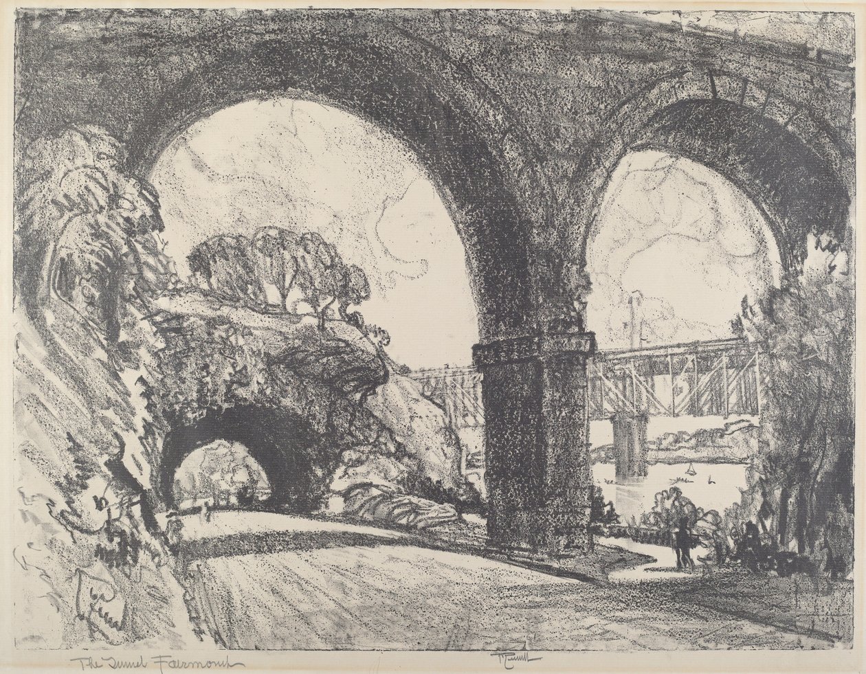 Az alagút a parkban, 1912. alkotó: Joseph Pennell