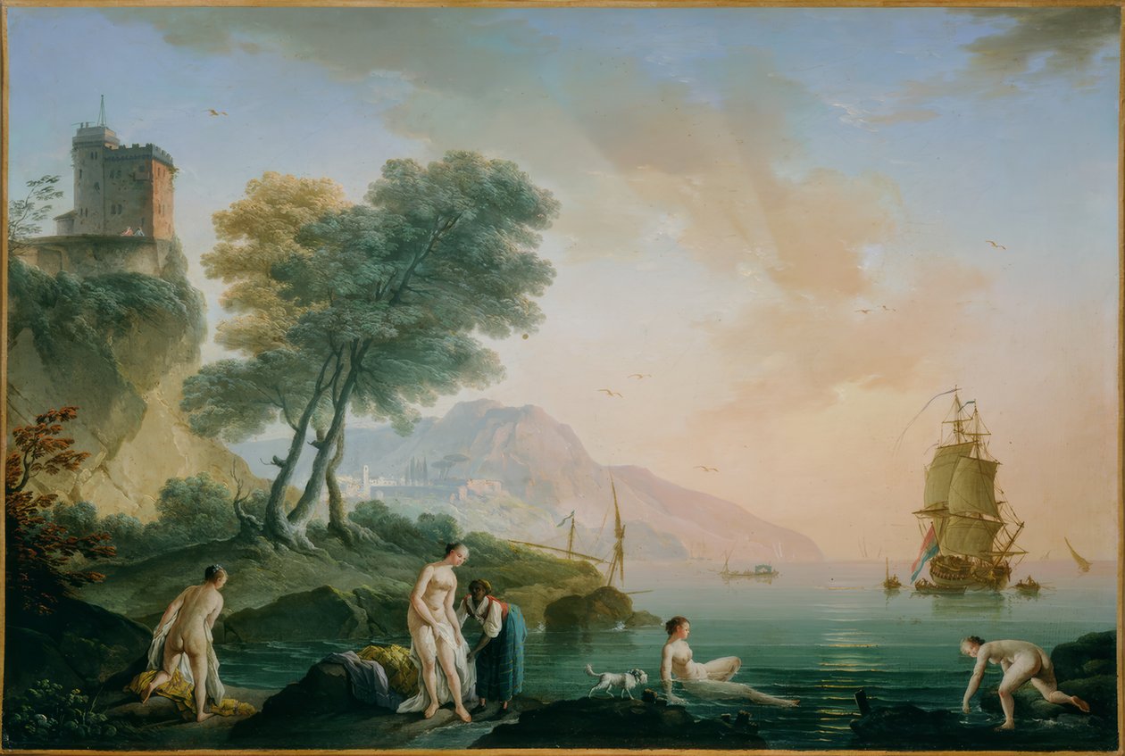 Lányok fürdőznek a tengerparton alkotó: Claude Joseph Vernet