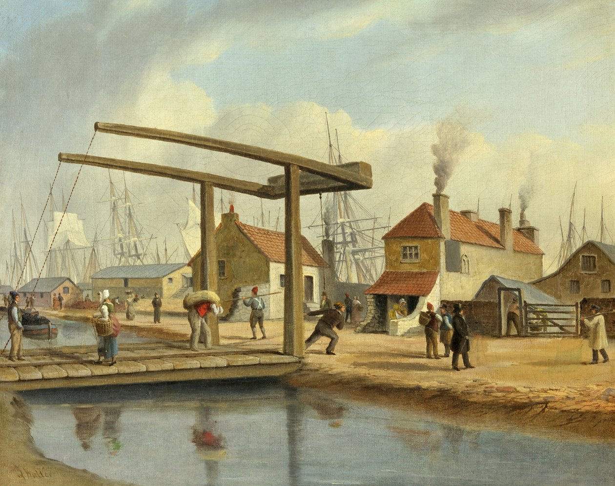A Monmouthshire-csatorna Newportban, 1800-1850 alkotó: Joseph Walter