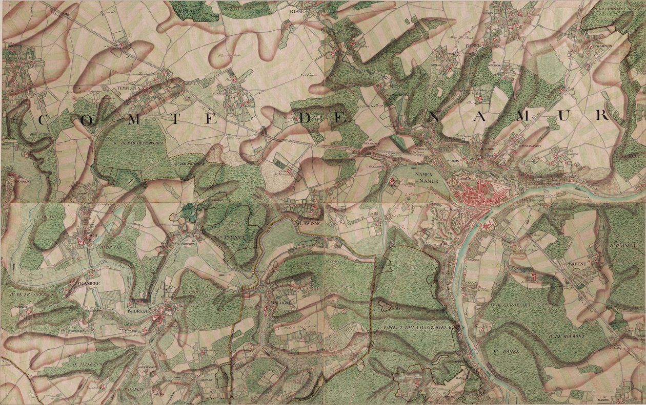 Namur térképe alkotó: Joseph de Ferraris