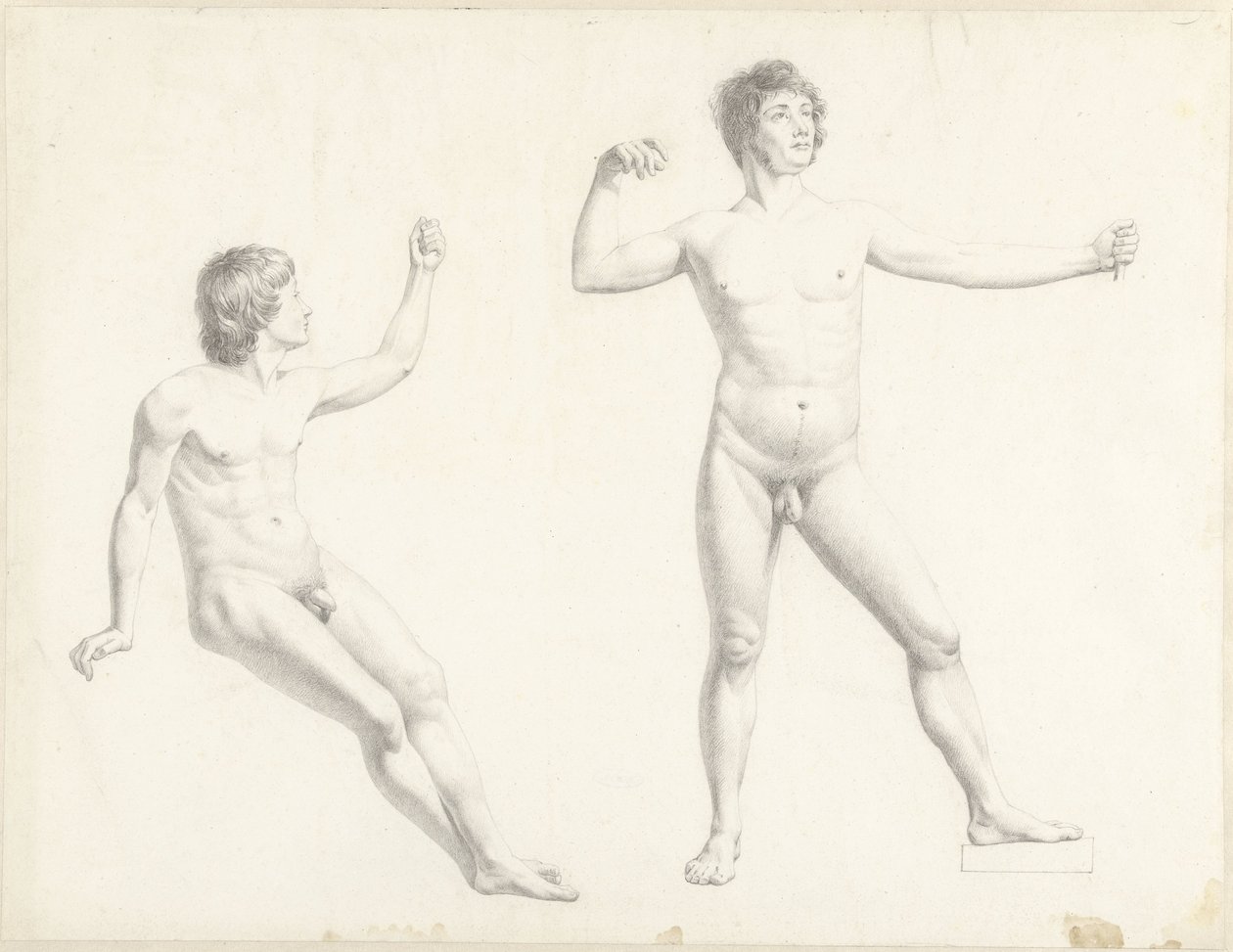 Két férfi meztelen tanulmány alkotó: Josephus Augustus Knip