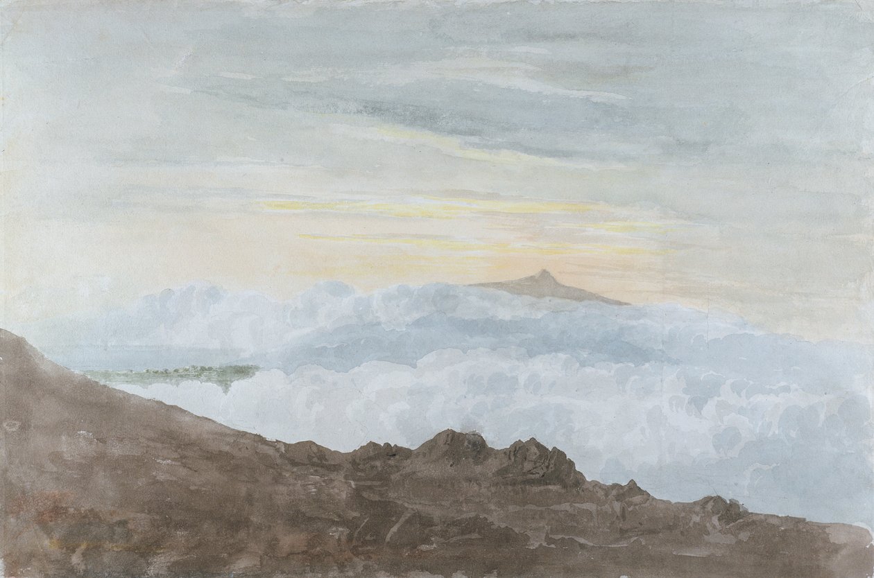 Hegyvidéki táj felhőkkel, 1803 körül (wc grafit fölött, szőtt papíron) alkotó: Joshua Cristall