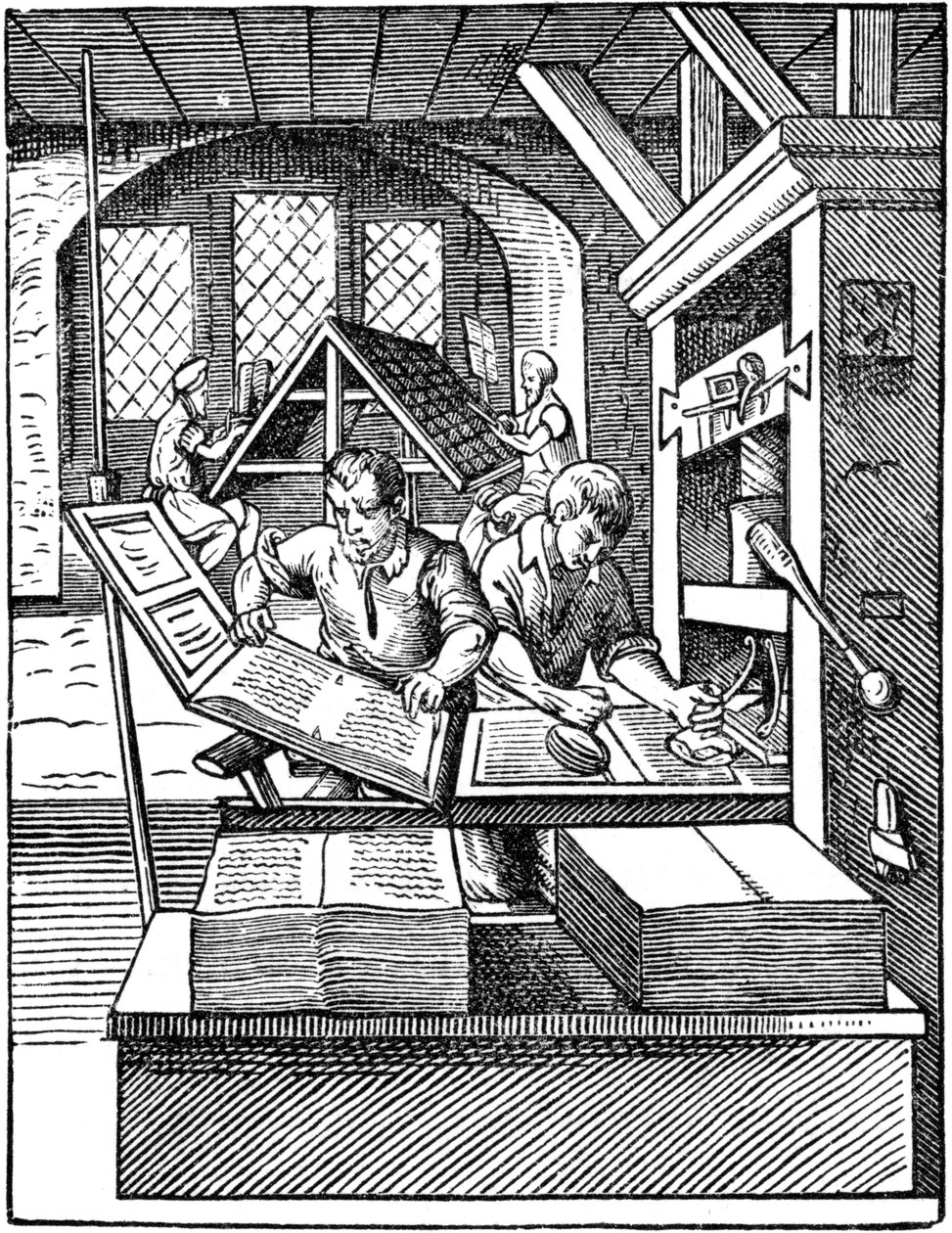 Nyomdászműhely, 1568. alkotó: Jost Amman