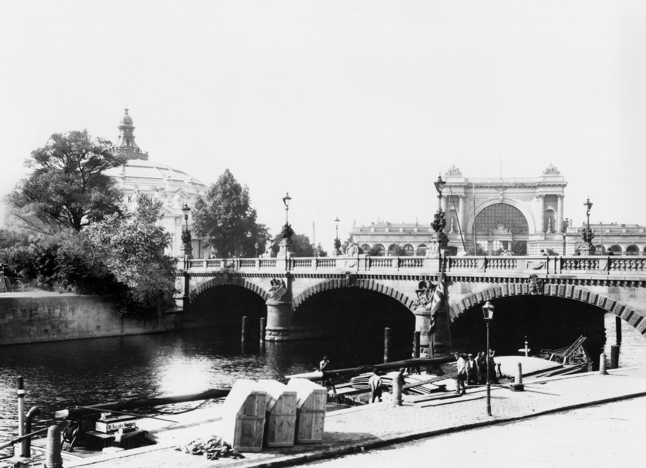 Kilátás a Moltke-hídra és a Lehrter Bahnhof állomásra, Berlin, 1910 körül alkotó: Jousset