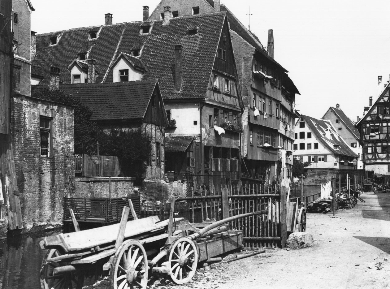 Kilátás a régi negyedre, Ulm, 1910 körül alkotó: Jousset