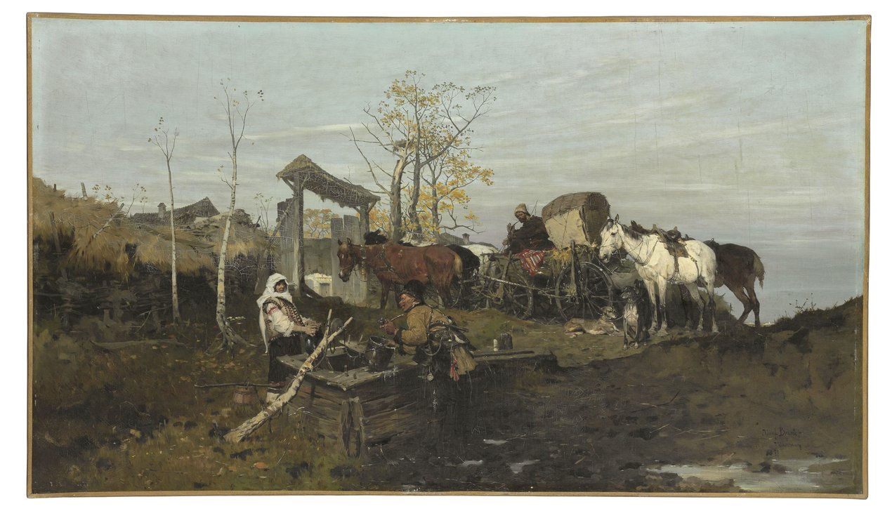 Beszélgetés a kútnál, 1877 alkotó: Jozef Brandt
