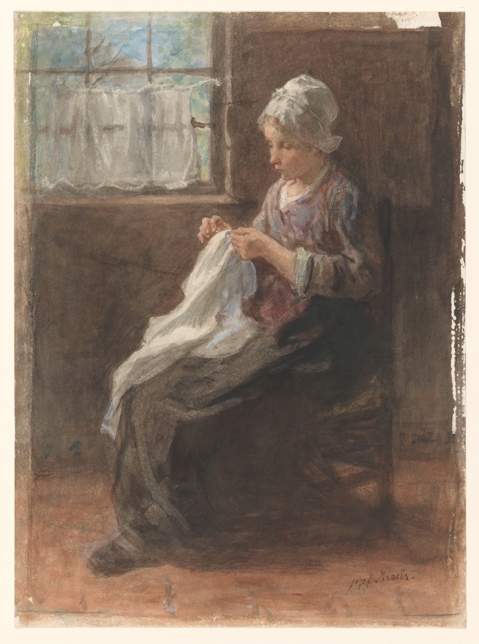 a varrónő alkotó: Jozef Israëls (signed by artist)